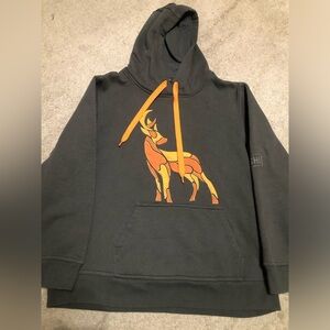 Womens Green Hoodie with Orange and Yellow Deer Design